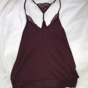 Maroon tank top with lace from urban outfitters